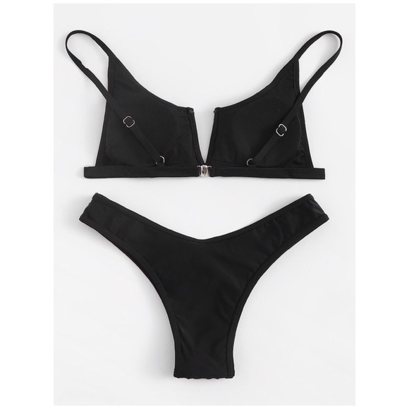 SOLD OUT CLEARANCE Sexy Black V Cut Cheeky High Leg Bikini Swimsuit - Picture 3 of 5